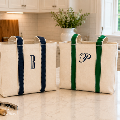Monogrammed Four Bottle Wine Tote Bag