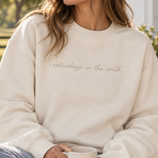 Embroidered “saturdays in the south” Crewneck Sweatshirt