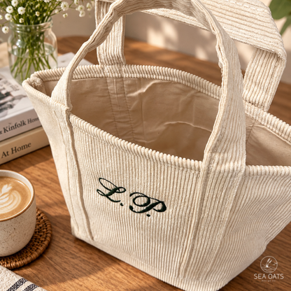 Personalized Mini Corduroy Tote Bag
