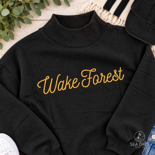 Personalized Embroidered Script Mock-Neck Sweatshirt