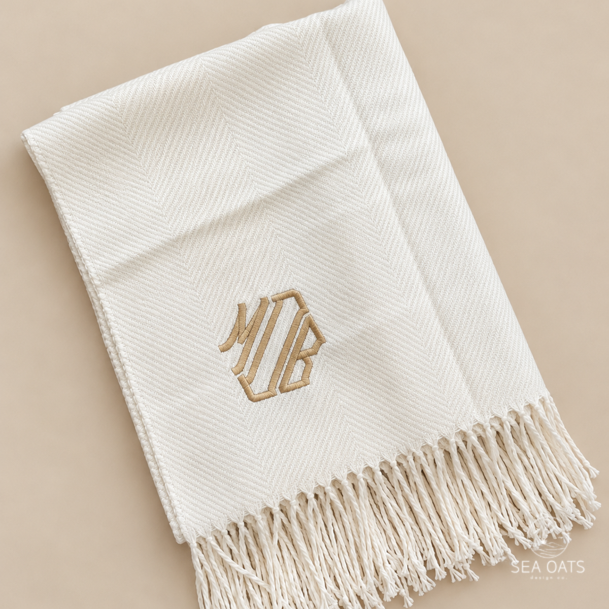 Faux Cashmere Herringbone Throw