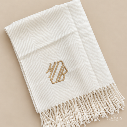Faux Cashmere Herringbone Throw