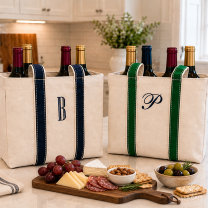 Monogrammed Four Bottle Wine Tote Bag