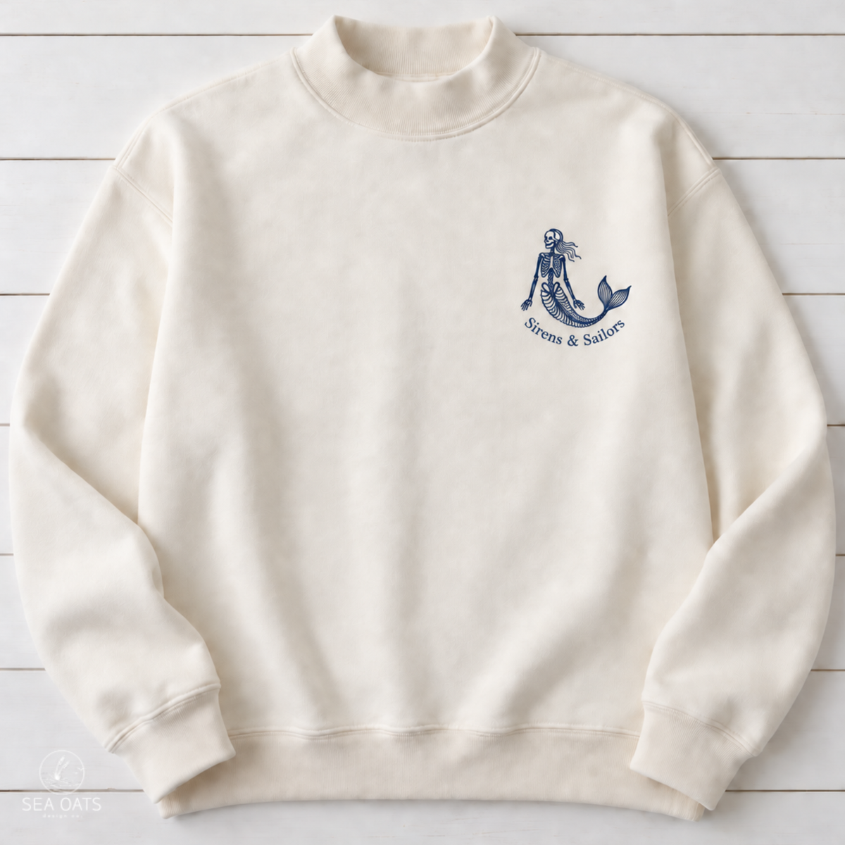 Embroidered Mermaid Skeleton Halloween Sweatshirt