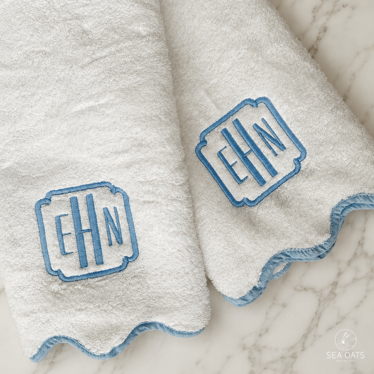 Monogrammed Scallop Hand Towel