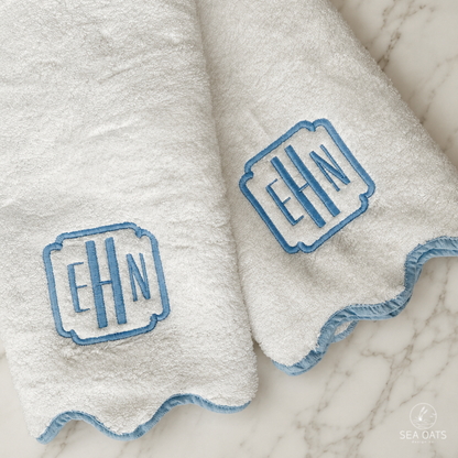 Monogrammed Scallop Hand Towel