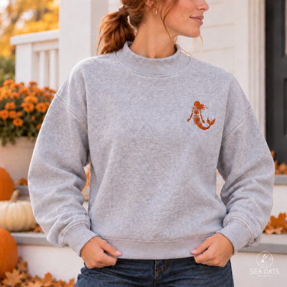 Embroidered Mermaid Skeleton Halloween Sweatshirt