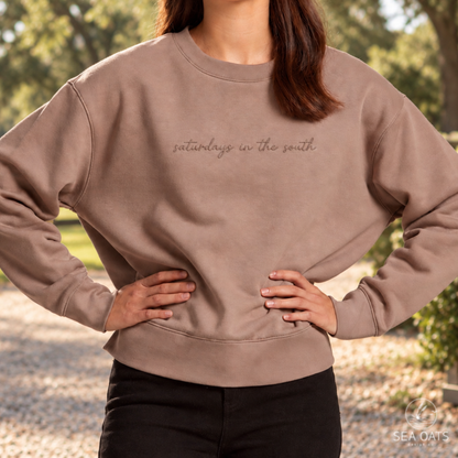 Embroidered “saturdays in the south” Crewneck Sweatshirt