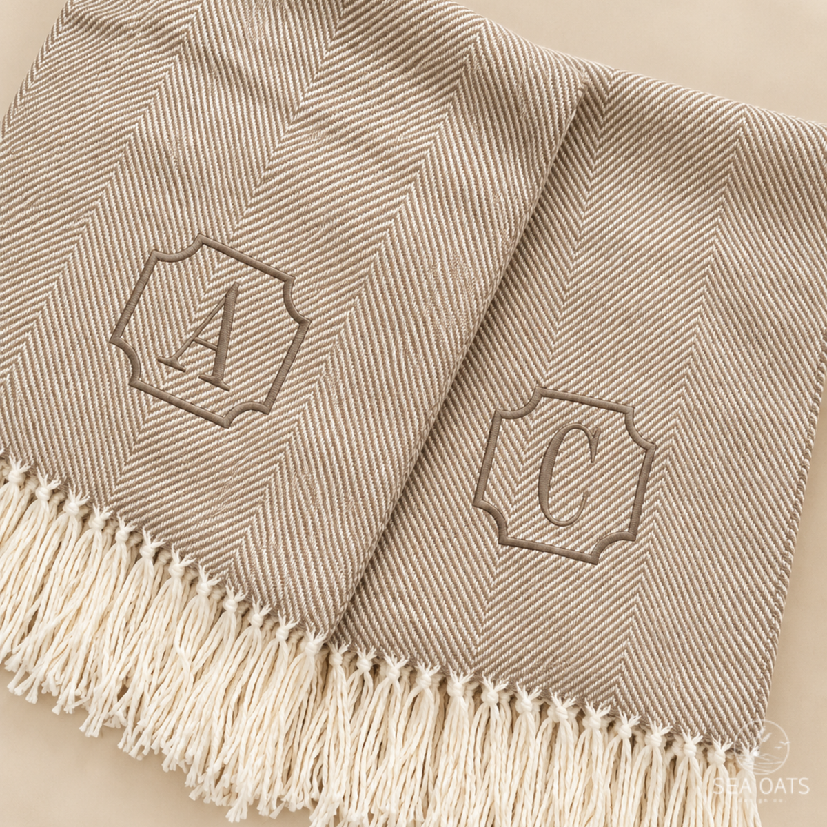 Faux Cashmere Herringbone Throw