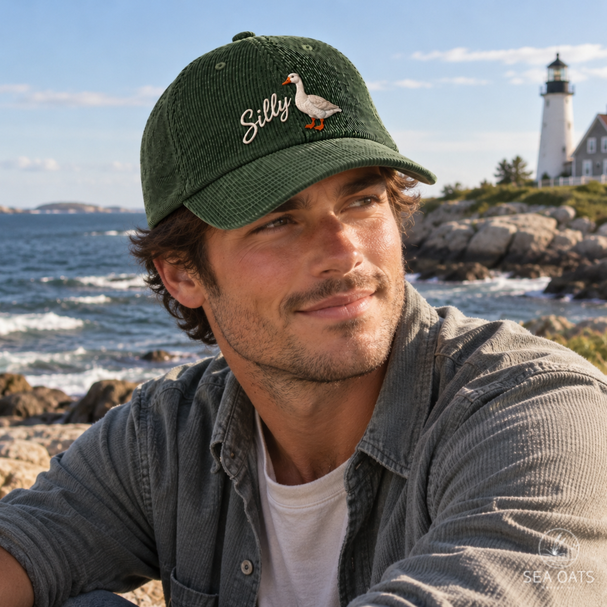 Silly Goose Embroidered Corduroy Hat