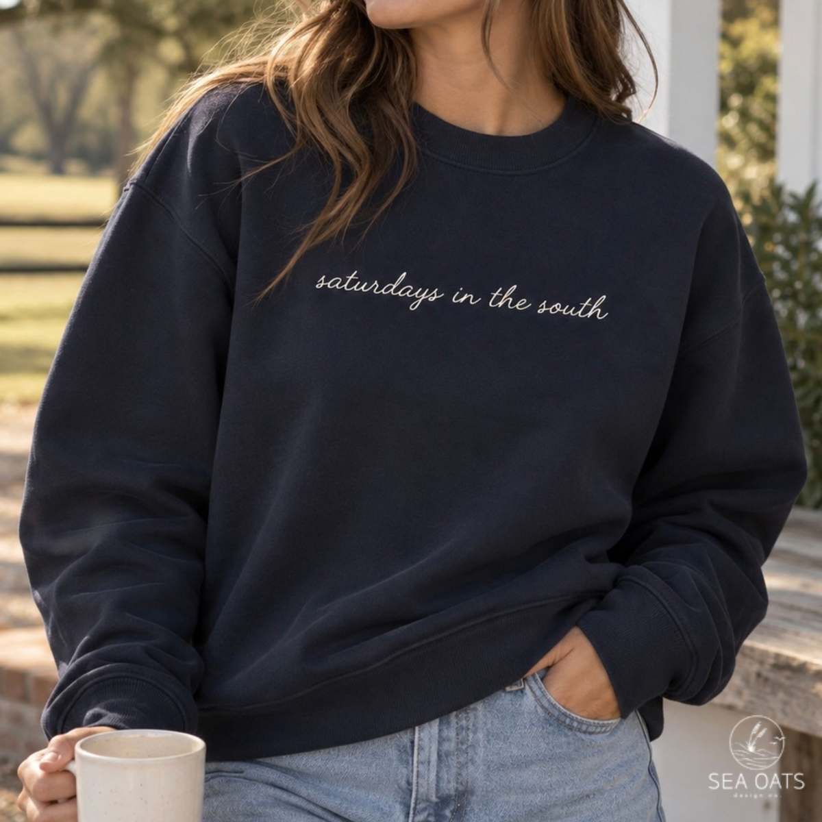 Embroidered “saturdays in the south” Crewneck Sweatshirt