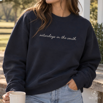 Embroidered “saturdays in the south” Crewneck Sweatshirt