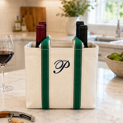 Monogrammed Four Bottle Wine Tote Bag