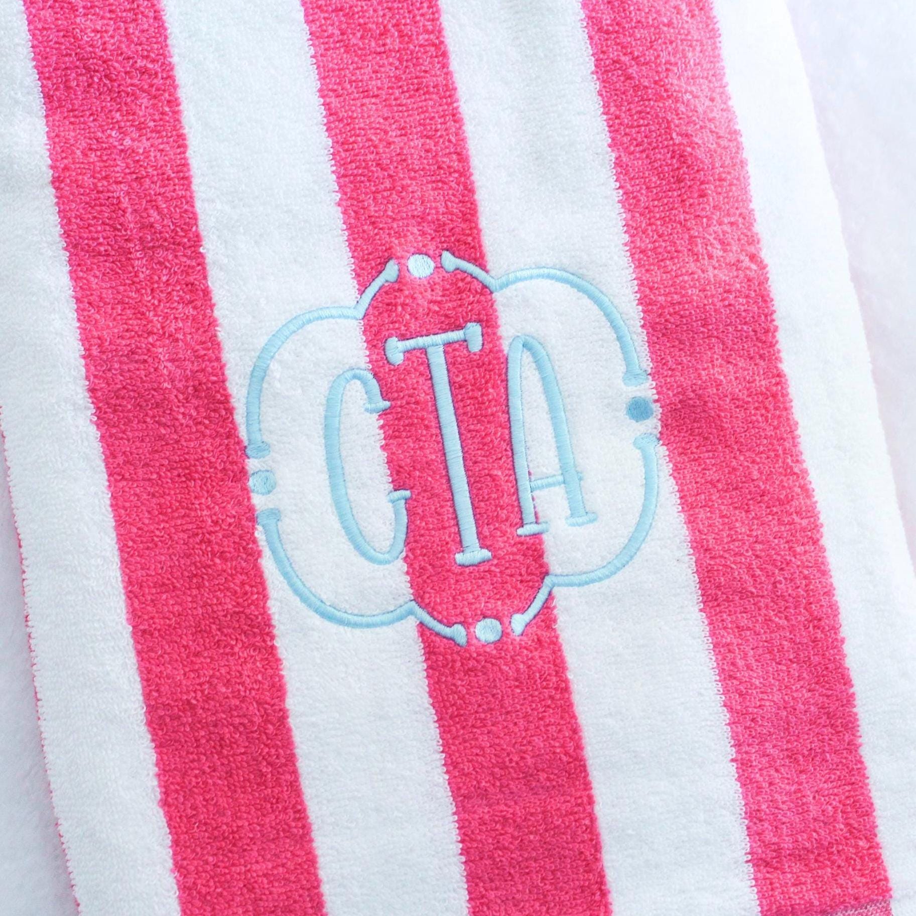 Personalized Embroidered Cabana Striped Beach Towel
