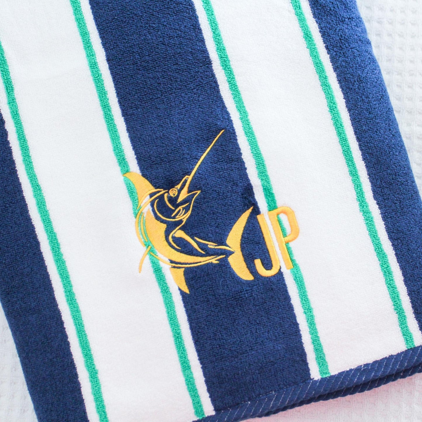 Luxury Personalized Embroidered Cabana Striped Beach Towel