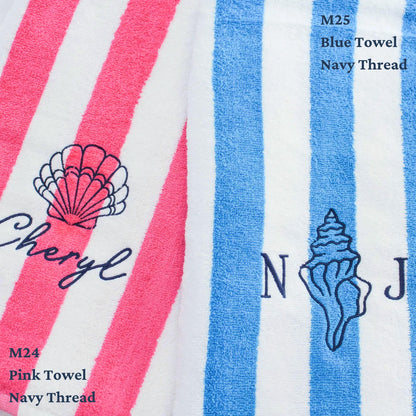 Personalized Embroidered Cabana Striped Beach Towel