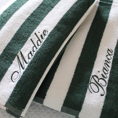 Personalized Embroidered Cabana Striped Beach Towel