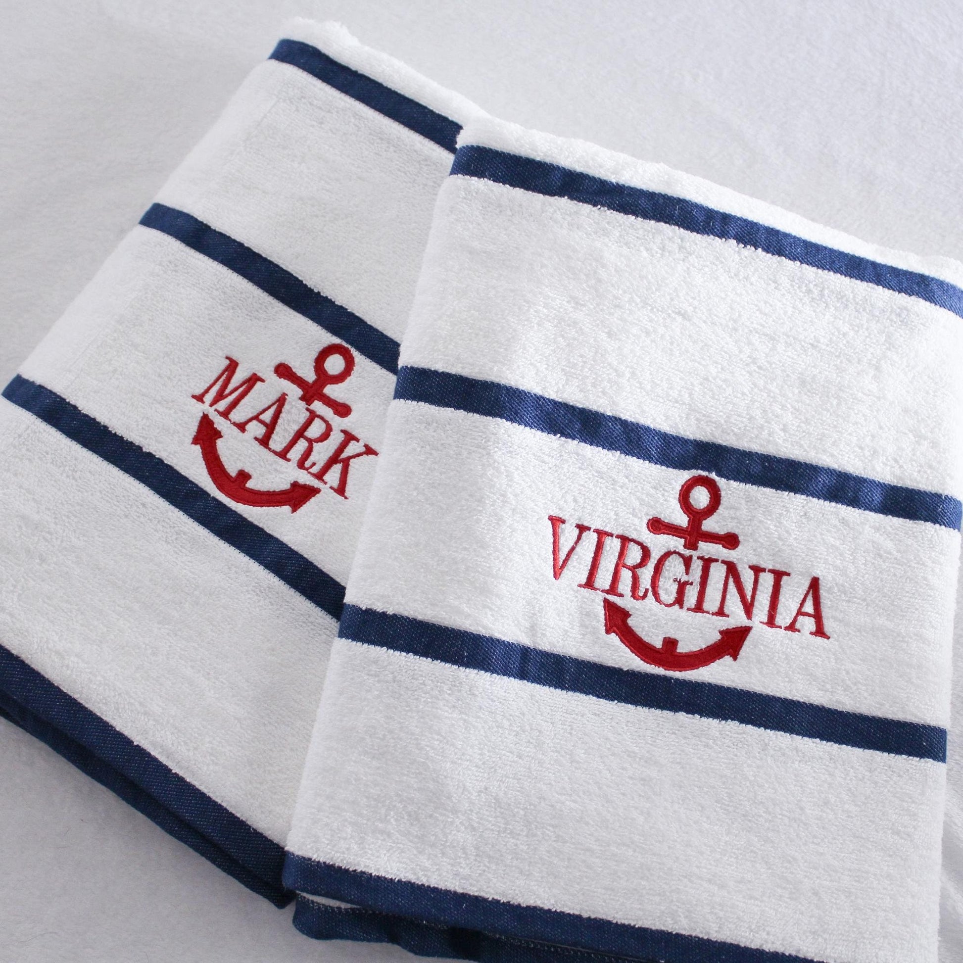 Personalized Embroidered Striped Beach Towel