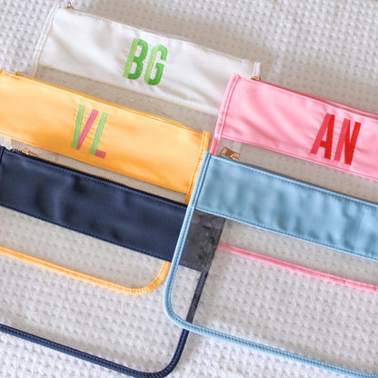 Personalized Zipper Pouch | Travel Pouch | Monogrammed Cosmetic Bag | Bachelorette Gifts | Personalized Gift | Embroidered Everything Pouch