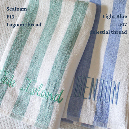 Embroidered Cabana Stripe Towels | 30x70" | Personalized Beach Towel | Personalized Gifts | Custom Towel | Bachelorette Gift | Monogrammed
