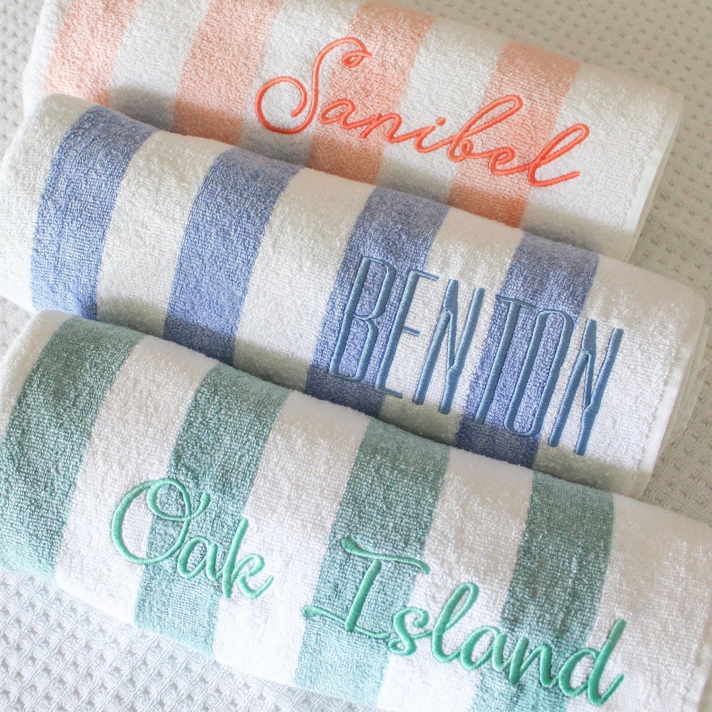 Embroidered Cabana Stripe Towels | 30x70" | Personalized Beach Towel | Personalized Gifts | Custom Towel | Bachelorette Gift | Monogrammed