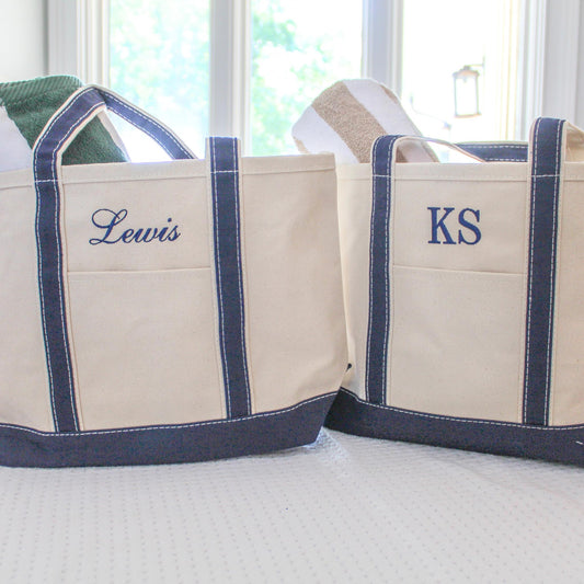 Canvas Boat Tote Bag | Monogrammed Tote | Personalized Beach Bag | Bachelorette Gifts | Embroidered Travel Bag | Summer Tote Bag | Mom Bag