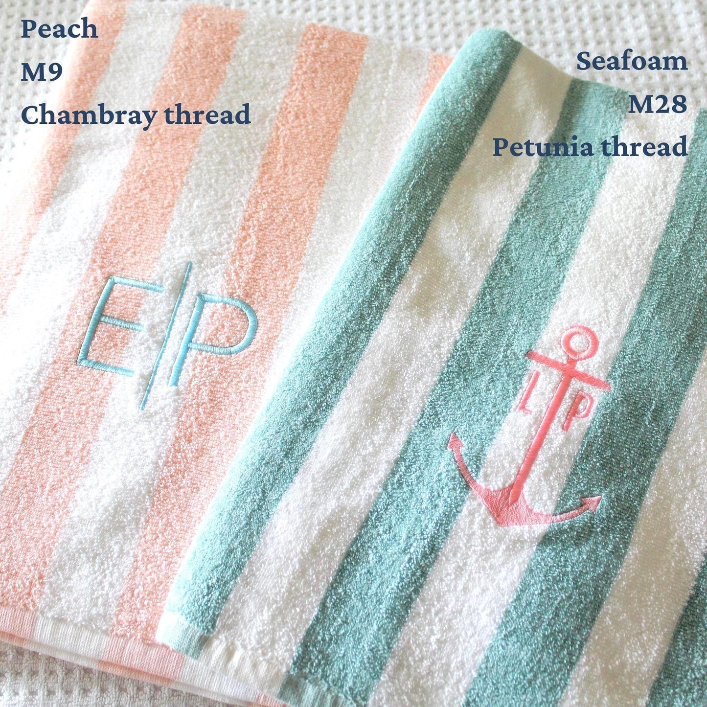 Embroidered Cabana Stripe Towels | 30x70" | Personalized Beach Towel | Personalized Gifts | Custom Towel | Bachelorette Gift | Monogrammed