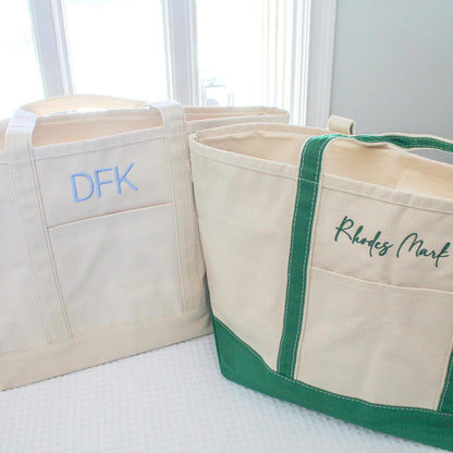 Canvas Boat Tote Bag | Monogrammed Tote | Personalized Beach Bag | Bachelorette Gifts | Embroidered Travel Bag | Summer Tote Bag | Mom Bag