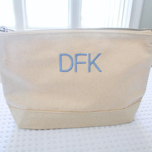 Personalized Canvas Zipper Pouch | Embroidered Zipper Pouch | Personalized Gifts | Travel Pouch | Monogrammed Cosmetic Bag | Snack Pouch