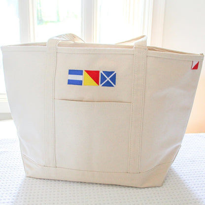 Monogrammed Nautical Flag Canvas Tote | Personalized Summer Bag | Nautical Flag Canvas Boat Tote Bag | Nautical Flag Letters | Monogram Tote