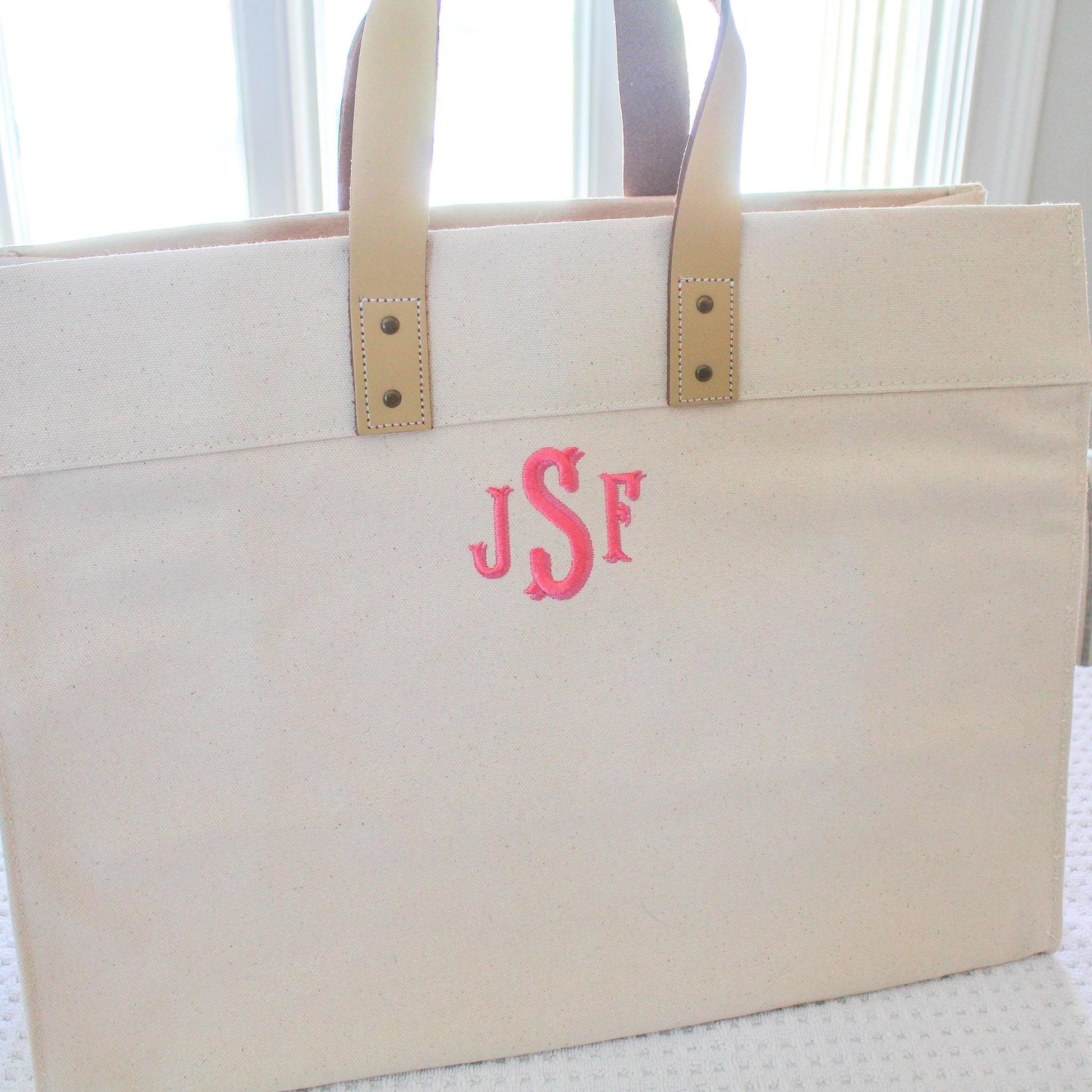 Personalized Canvas Tote Bag | Monogrammed Box Tote | Personalized Work Bag | Personalized Gifts | Embroidered Travel Bag | Custom Logo Tote