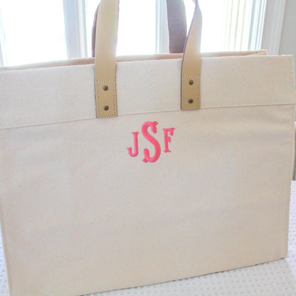 Personalized Canvas Tote Bag | Monogrammed Box Tote | Personalized Work Bag | Personalized Gifts | Embroidered Travel Bag | Custom Logo Tote