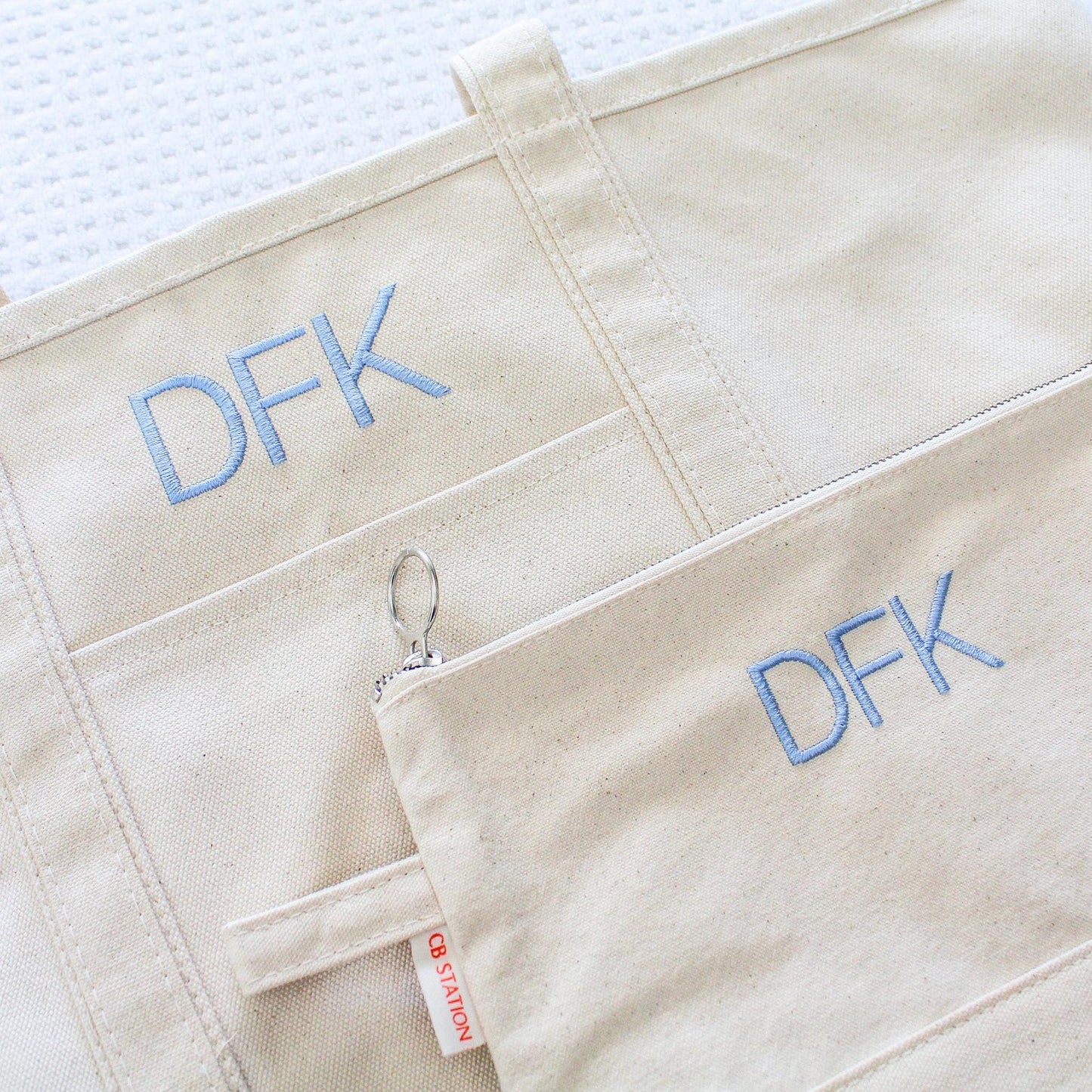Large Canvas Boat Tote Bag and Pouch | Monogrammed Tote | Personalized Zipper Pouch | Bachelorette Gift | Embroidered Pouch | Christmas Gift
