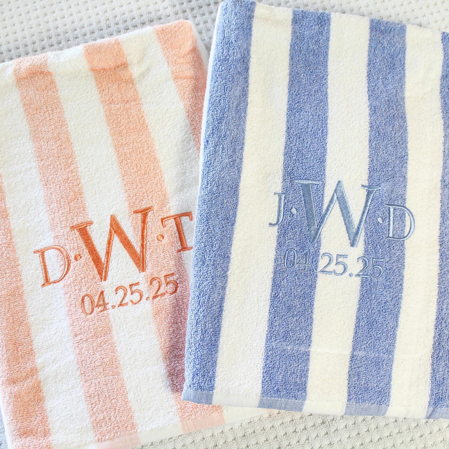 Embroidered Cabana Stripe Towels | 30x70" | Personalized Beach Towel | Personalized Gifts | Custom Towel | Bachelorette Gift | Monogrammed