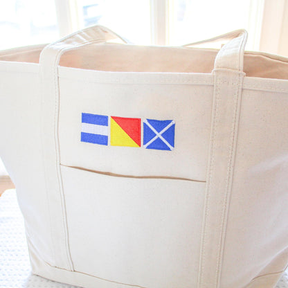 Monogrammed Nautical Flag Canvas Tote | Personalized Summer Bag | Nautical Flag Canvas Boat Tote Bag | Nautical Flag Letters | Monogram Tote