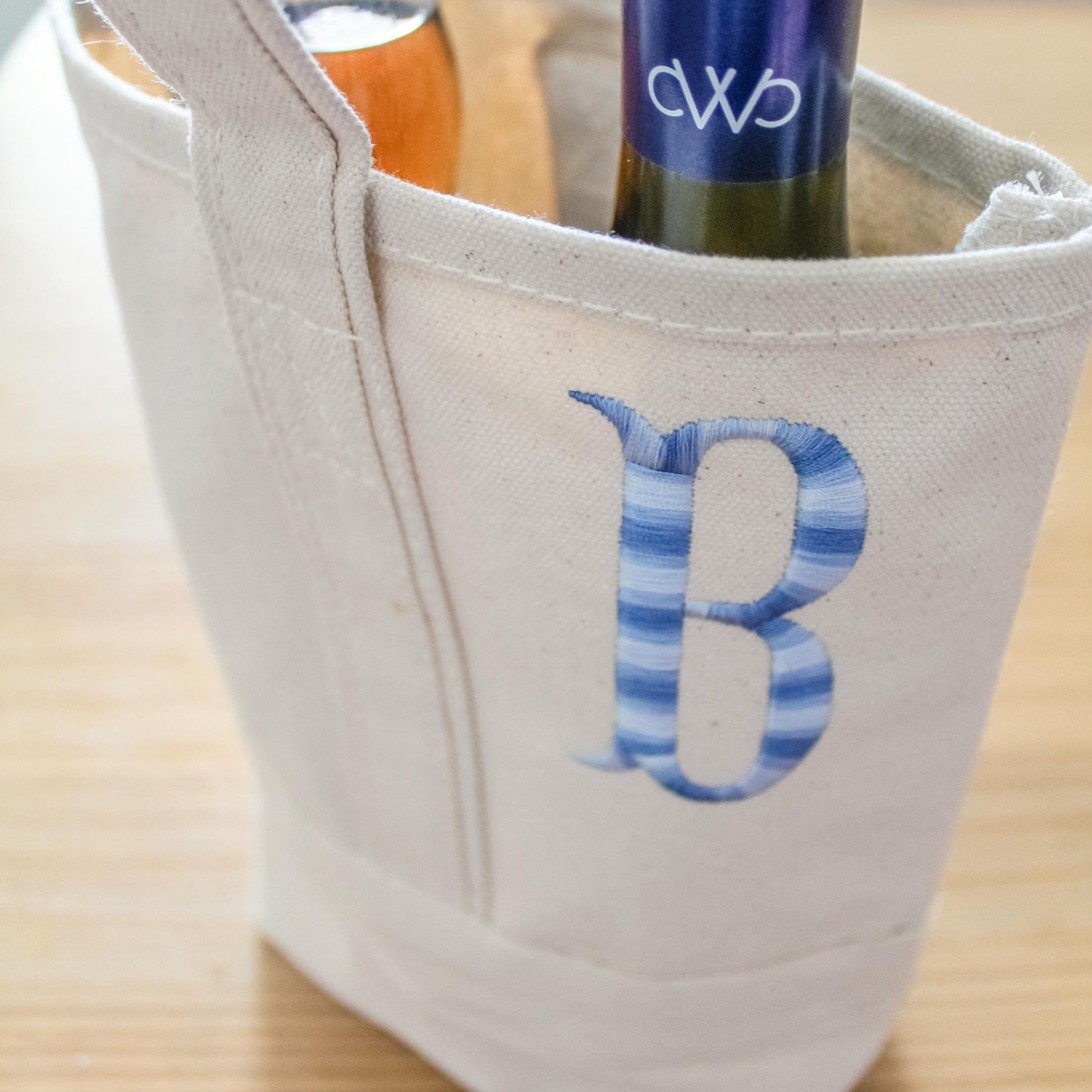 Personalized Canvas Wine Tote | Personalized Gift | Custom Wine Tote | Bachelorette Gifts | Christmas Gift | Ombre Monogram | Hostess Gift