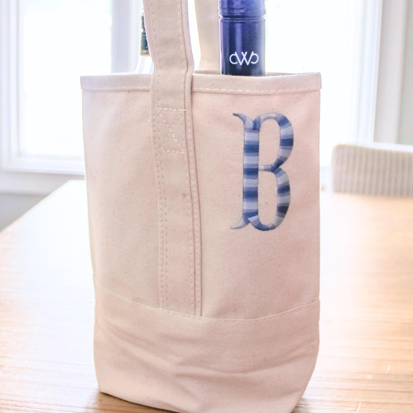 Personalized Canvas Wine Tote | Personalized Gift | Custom Wine Tote | Bachelorette Gifts | Christmas Gift | Ombre Monogram | Hostess Gift