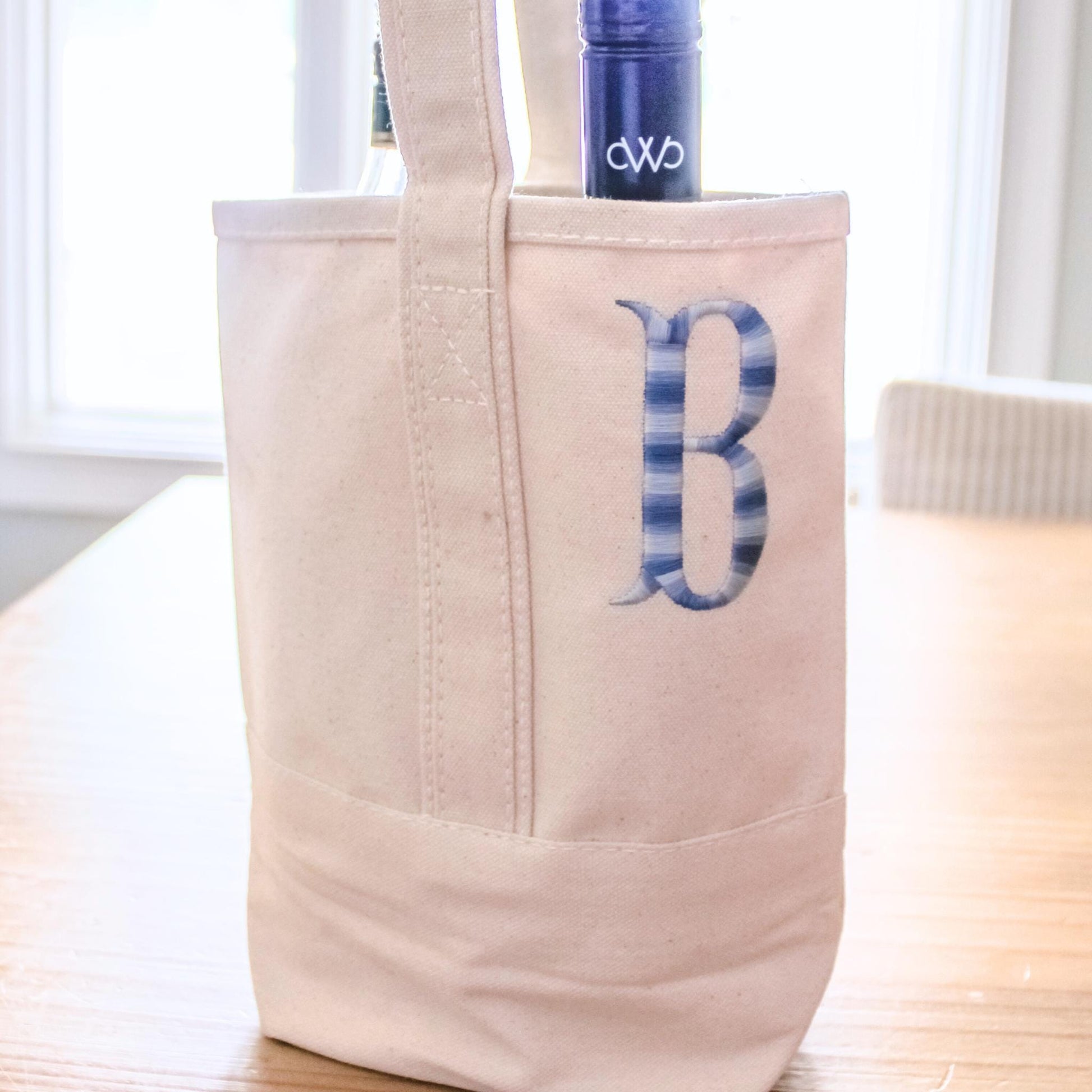 Personalized Canvas Wine Tote | Personalized Gift | Custom Wine Tote | Bachelorette Gifts | Christmas Gift | Ombre Monogram | Hostess Gift