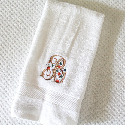 Embroidered Pumpkin Monogrammed Hand Towel | Fall Kitchen Towel | Thanksgiving Hostess Gift | Autumn Bathroom Decor | Monogram Guest Towel