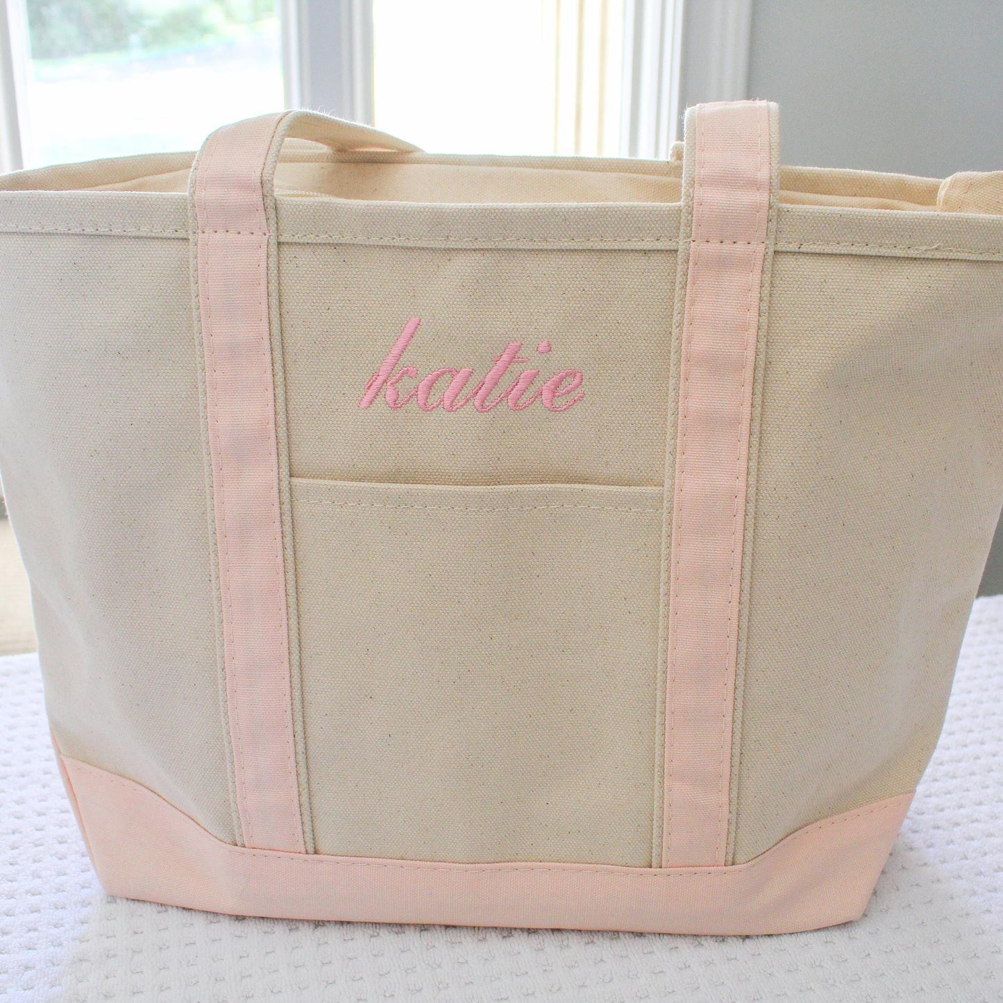 Canvas Boat Tote Bag | Monogrammed Tote | Personalized Beach Bag | Bachelorette Gifts | Embroidered Travel Bag | Summer Tote Bag | Mom Bag
