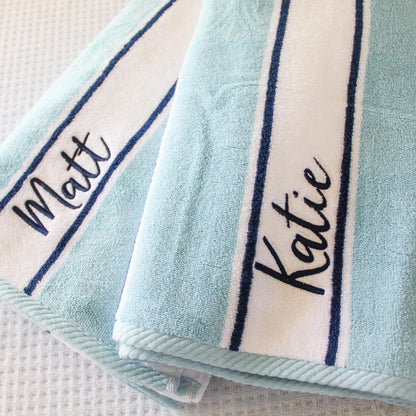 Luxury Striped Beach Towel | Embroidered Towel | Personalized Gifts | Monogrammed Towel | Plush | Thick | Housewarming Gift | Christmas Gift