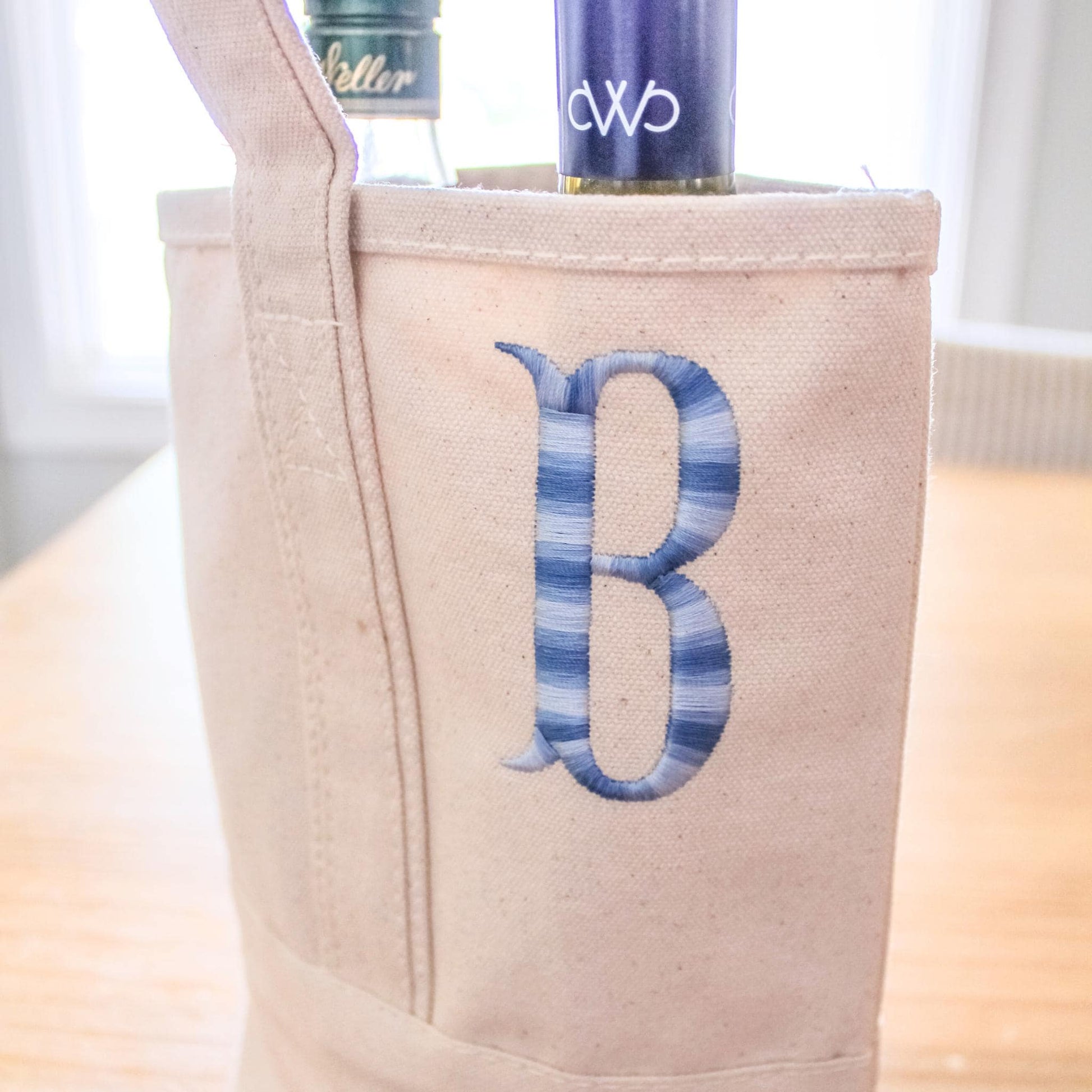 Personalized Canvas Wine Tote | Personalized Gift | Custom Wine Tote | Bachelorette Gifts | Christmas Gift | Ombre Monogram | Hostess Gift