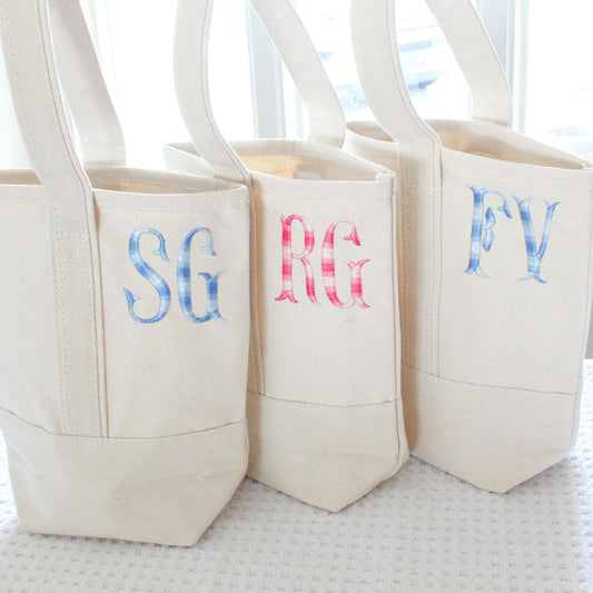 Personalized Canvas Wine Tote | Personalized Gift | Custom Wine Tote | Bachelorette Gifts | Christmas Gift | Ombre Monogram | Hostess Gift