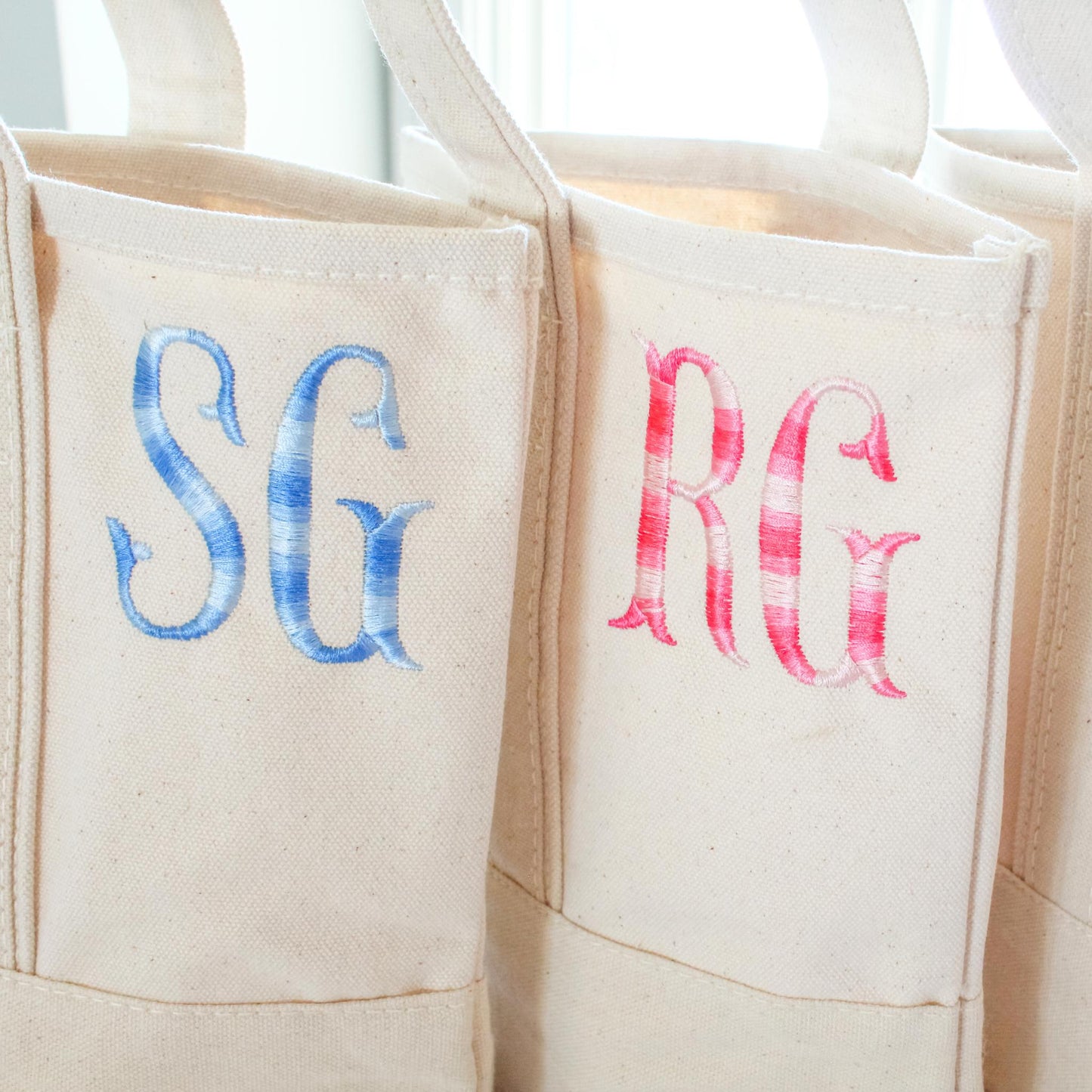 Personalized Canvas Wine Tote | Personalized Gift | Custom Wine Tote | Bachelorette Gifts | Christmas Gift | Ombre Monogram | Hostess Gift