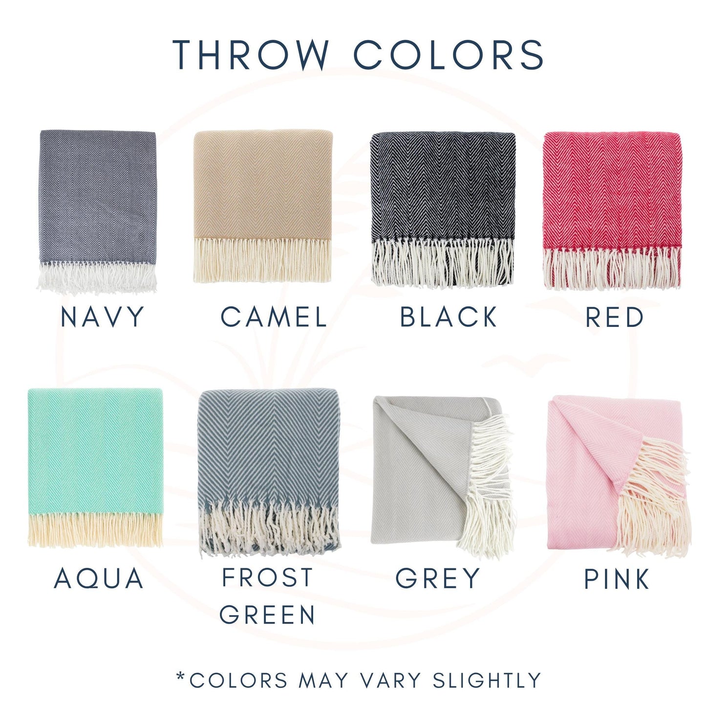 Personalized Faux Cashmere Herringbone Decorative Fringe Throw Blanket | Lightweight | Personalized Gift | Housewarming Gift | Wedding Gift